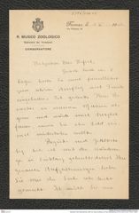 Nachlass Franz Steindachner, Brief von Oscar de Beaux an Franz Steindachner (01.05.1910), Inv.Nr. 100.01, Seite 1